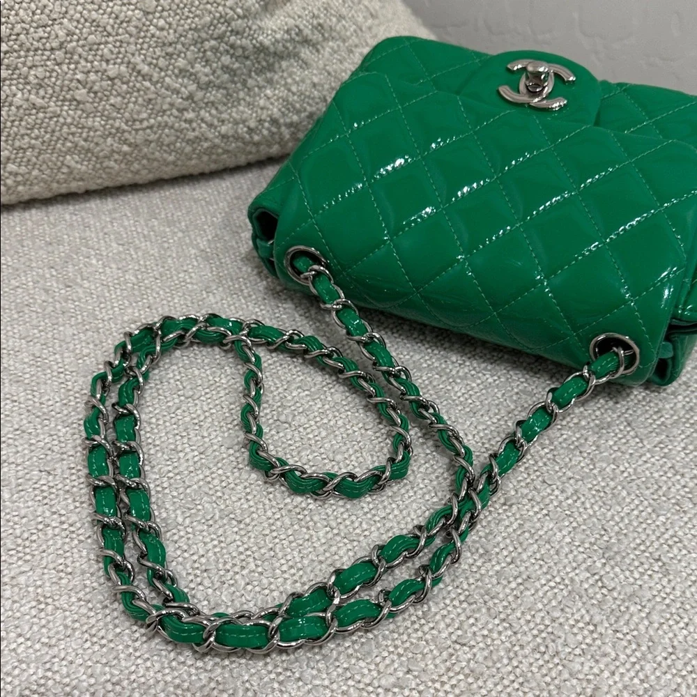 Chanel Green Quilted Mini Square Flap Bag - Picture 8 of 8